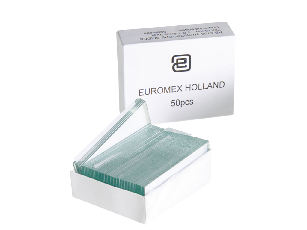 Euromex Objektträger 76x26mm aus Glas, Kanten geschliffen, (50 Stk)